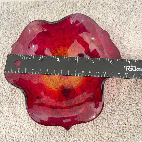 Vintage Fenton Bowl Red 7inches Footed Ruby Amberina Rare - Picture 9 of 11